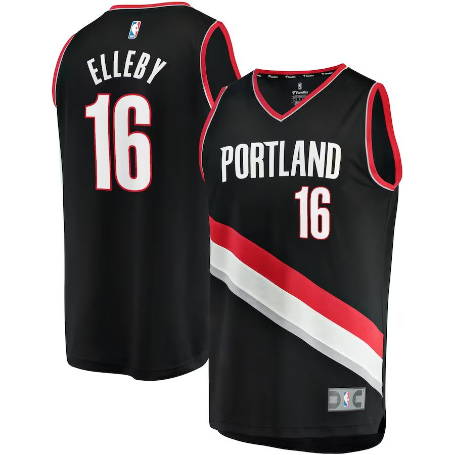 Men Portland Trail Blazers #16 CJ Elleby Fanatics Branded Black Icon Edition Fast Break Replica NBA Jersey->portland trail blazers->NBA Jersey